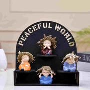 Set of 4 Buddha Monks Cute Statues with Hat