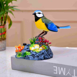 Chirping Blue Painted bird Statue - Nainileaf