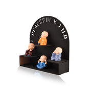 Buddha Monk on Wooden Base Statue - Nainileaf