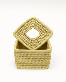 Nainileaf Handcrafted Square Bamboo Serving Basket – Multipurpose Use