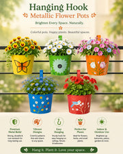 Nainileaf Colorful Hanging Hook Metallic Flower Pots - Set of 5