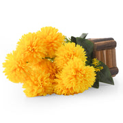 Yellow Artificial Dense Flowers With Wooden Pot