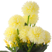 White Artificial Flower Marigold with Wooden Pot