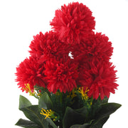 Red Artificial Flower Marigold with Wooden Pot