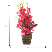 Red Orchid Artificial Flower Decorative With Pot
