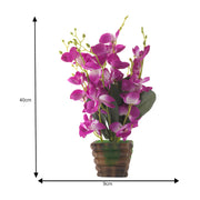Dark Purple Orchid Artificial Flower Decorative With Pot