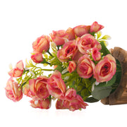 Artificial Rose Flower Plant with Wooden Pot