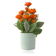 Artificial Orange Chrysanthemum Bouquet with Lined Pot