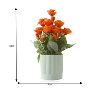 Artificial Orange Chrysanthemum Bouquet with Lined Pot