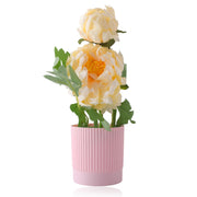 Artificial White Chrysanthemum in White Plant With Lined Pot