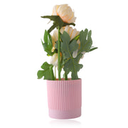 Artificial White Chrysanthemum in White Plant With Lined Pot