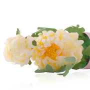 Artificial White Chrysanthemum in White Plant With Lined Pot