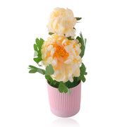 Artificial White Chrysanthemum in White Plant With Lined Pot