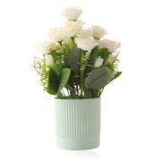Artificial White Flower Plant with Lined Pot