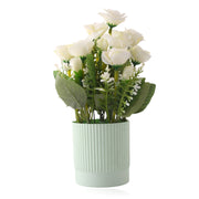 Artificial White Flower Plant with Lined Pot
