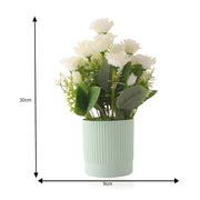 Artificial White Flower Plant with Lined Pot
