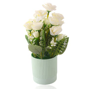 Artificial White Flower Plant with Lined Pot