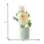 Artificial Pure White Flower Plant with Lined Pot