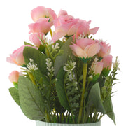 Artificial Pink Rose Flower Plant With Lined Pot