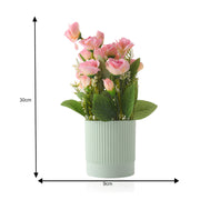 Artificial Pink Rose Flower Plant With Lined Pot