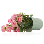 Artificial Pink Rose Flower Plant With Lined Pot