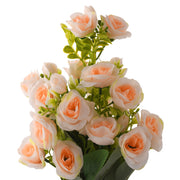 Artificial Peach Rose Flower Plant With Wooden Pot