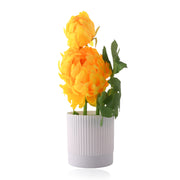 Artificial Yellow Chrysanthemum in White Plant With Lined Pot