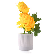 Artificial Yellow Chrysanthemum in White Plant With Lined Pot