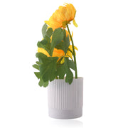 Artificial Yellow Chrysanthemum in White Plant With Lined Pot