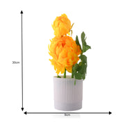 Artificial Yellow Chrysanthemum in White Plant With Lined Pot