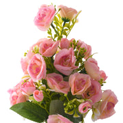 Artificial Pink Rose Flower With Wooden Pot