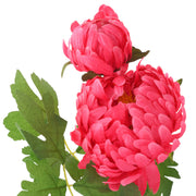 Elegant Faux Pink Chrysanthemum in White Ribbed Pot