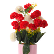 Elegant Faux Carnation Flower Arrangement in Pink Ribbed Pot