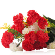 Elegant Faux Carnation Flower Arrangement in Pink Ribbed Pot