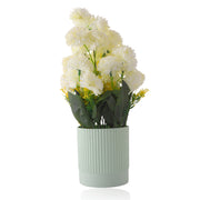 White Faux Plant in Lined Plastic Pot