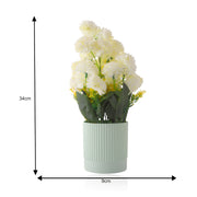White Faux Plant in Lined Plastic Pot