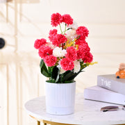 Home Decor Artificial Flower White and Pink With Lined Pot