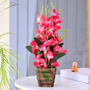 Red Orchid Artificial Flower Decorative With Pot