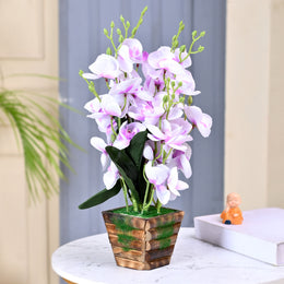 Pink Orchid Artificial Flowers with Pot