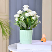 Artificial White Flower Plant with Lined Pot