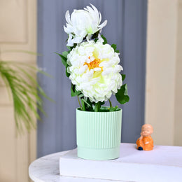 Artificial Pure White Flower Plant with Lined Pot