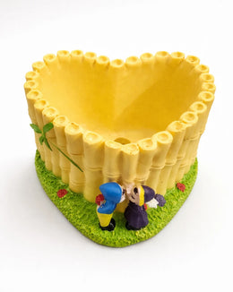 Heart Shaped Raisin Planter with Figurine - (Without Plant)