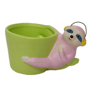 Sloth Bear Ceramic Pot (Light Pink)