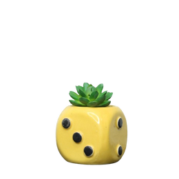 Ceramic Planters Small Round Dice Pot (Green)