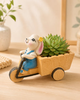 Nainileaf Bunny Rider Resin Planter - Nainileaf