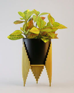 Nainileaf Metal Pot with Gold Stand