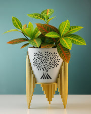 Nainileaf Metal designer pot with gold stand