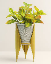 Nainileaf Metal designer pot with gold stand
