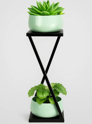 Nainileaf table stand with two pots