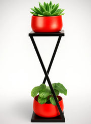 Nainileaf table stand with two pots